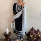 Chikankari Cotton Kurta With Self Hand Embroidery Work And Printed Dupatta Set