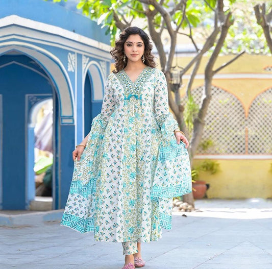 Women's Beautiful Cotton Floral Prints Suit Set