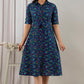 Beautiful Women's Blue Style flowers Print Dress