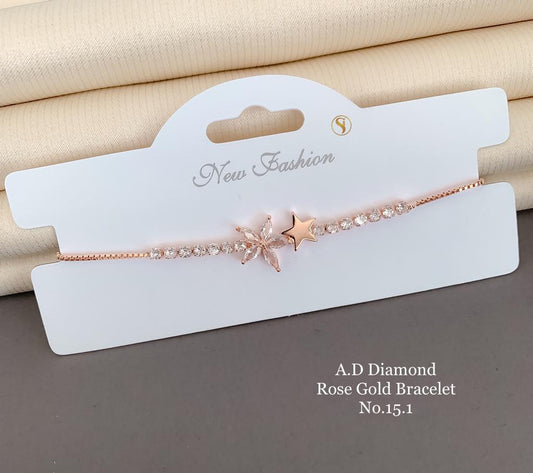 Diamond Rose Gold Bracelet For Girl & Women