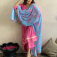 Beautiful Printed Pink Colour Cotton kurta pant and dupatta set