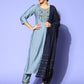 Viscose Rayon Skyblue Embroidery Kurta Set With Dupatta Set