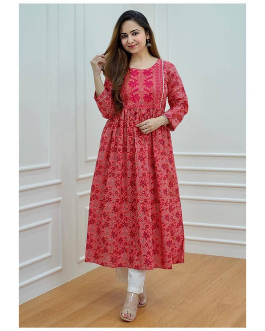 Beautiful Printed Cotton Kurta With Pant