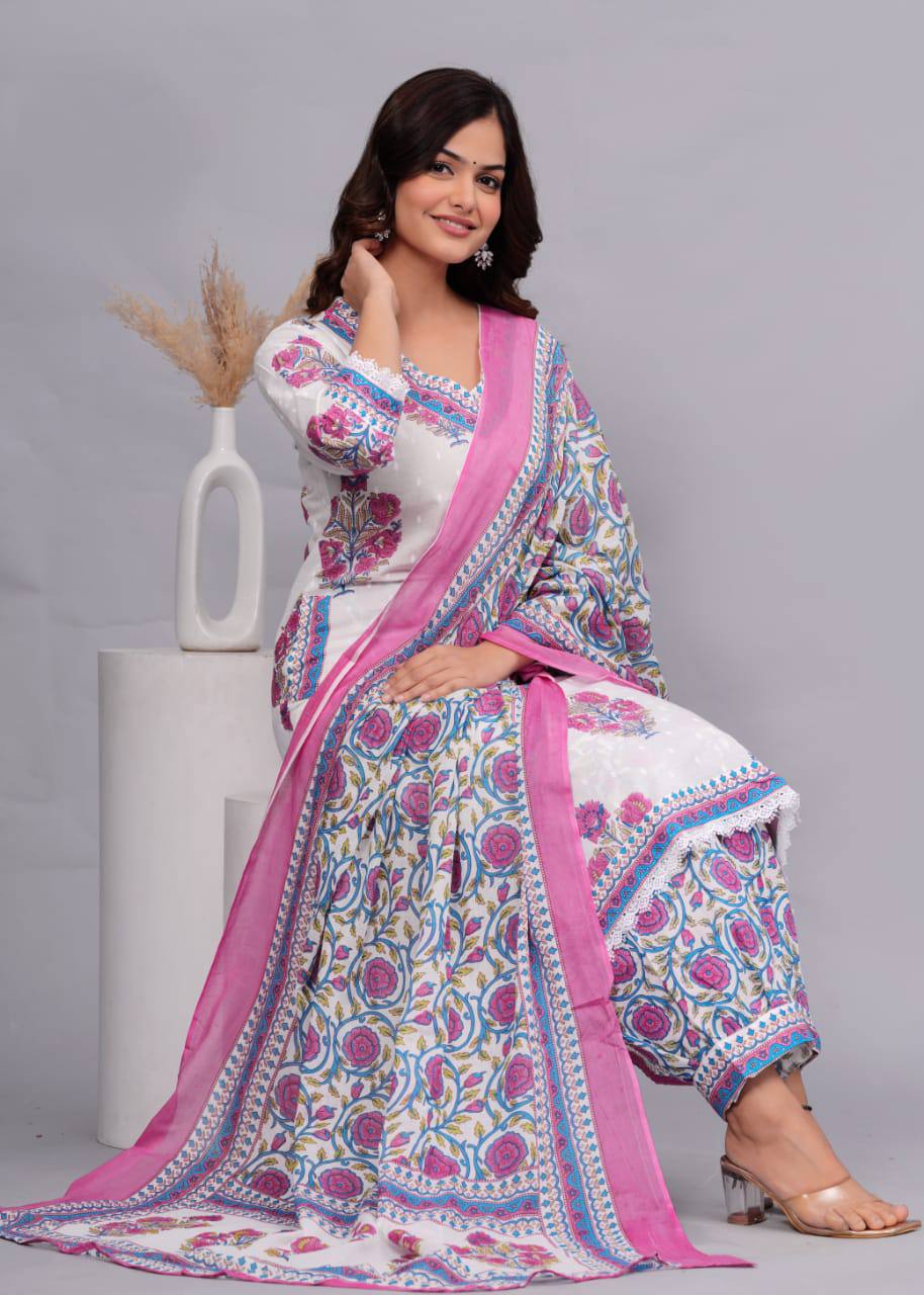 Women Printed Cotton Kurta set