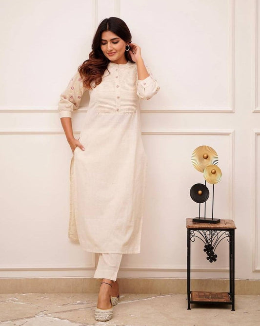 Cotton Embroidered  Kurta Set