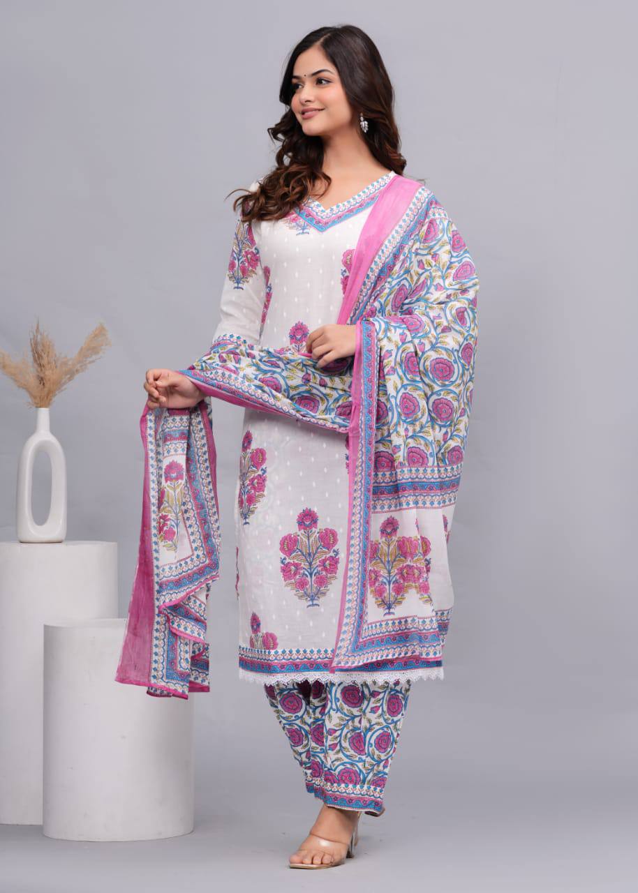 Women Printed Cotton Kurta set