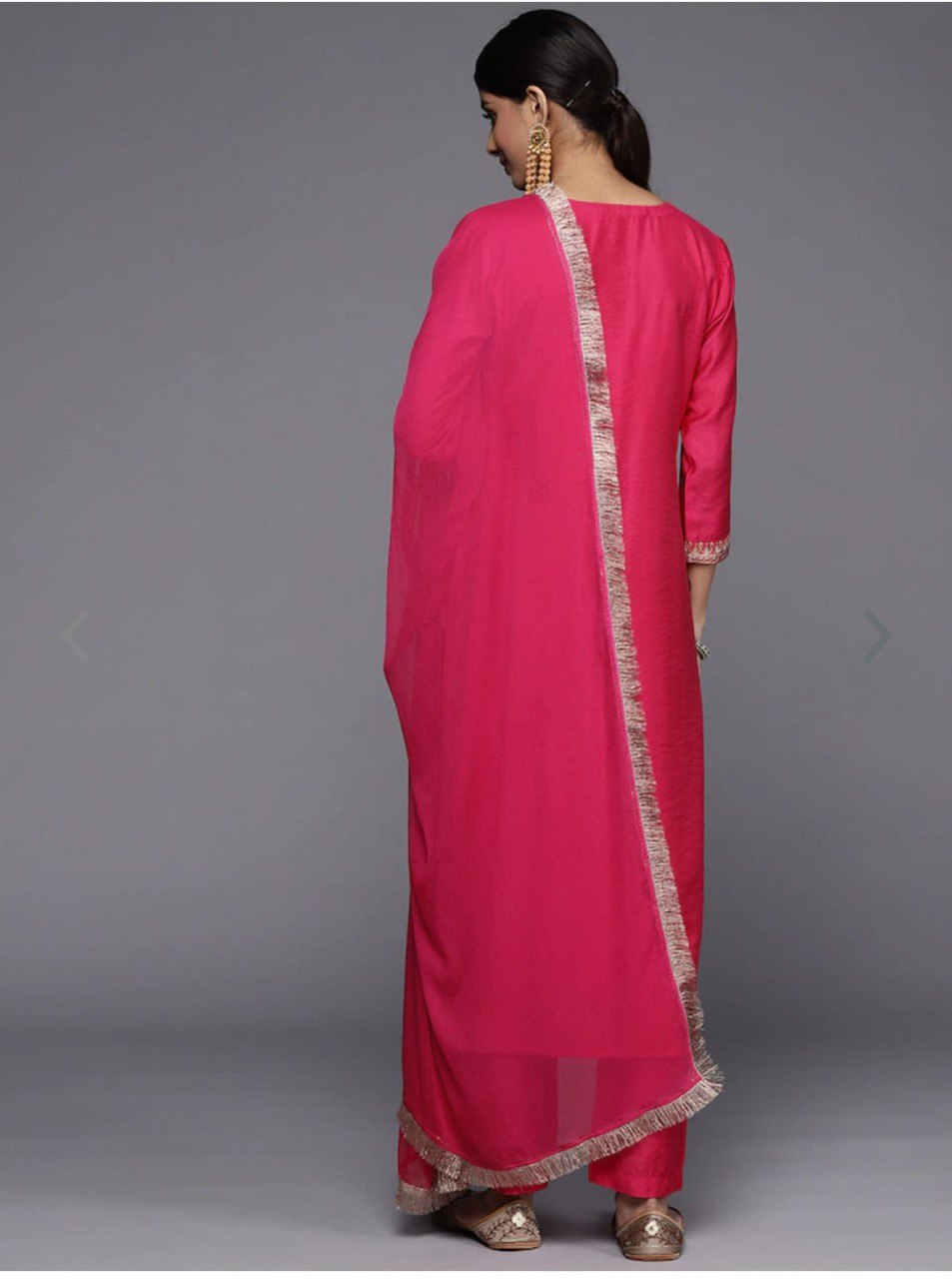 Viscose Magenta Embroidery Kurta Set With Dupatta