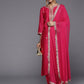 Viscose Magenta Embroidery Kurta Set With Dupatta