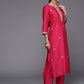 Viscose Magenta Embroidery Kurta Set With Dupatta