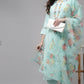 Rayon Slub Sky Blue Embroidered Kurta Set With Printed Dupatta