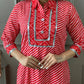 Beautiful Cotton Collar Kurta Set With Embroidered Lace Work