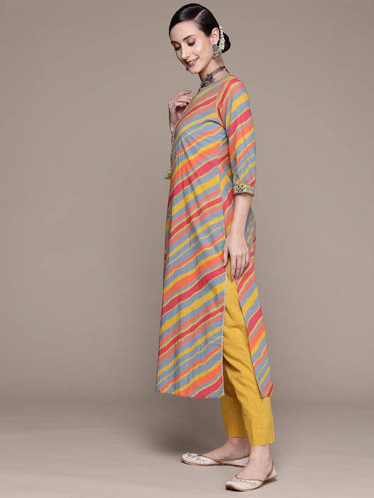 Rayon Fabric Multi Color Kurta Set