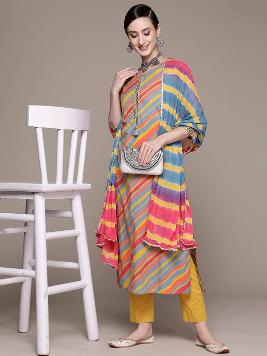 Rayon Fabric Multi Color Kurta Set