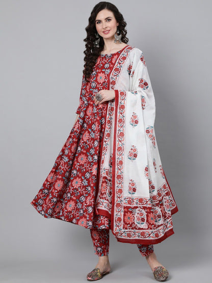 Pure Cotton Fabric Printed Kurta Set With Dupatta