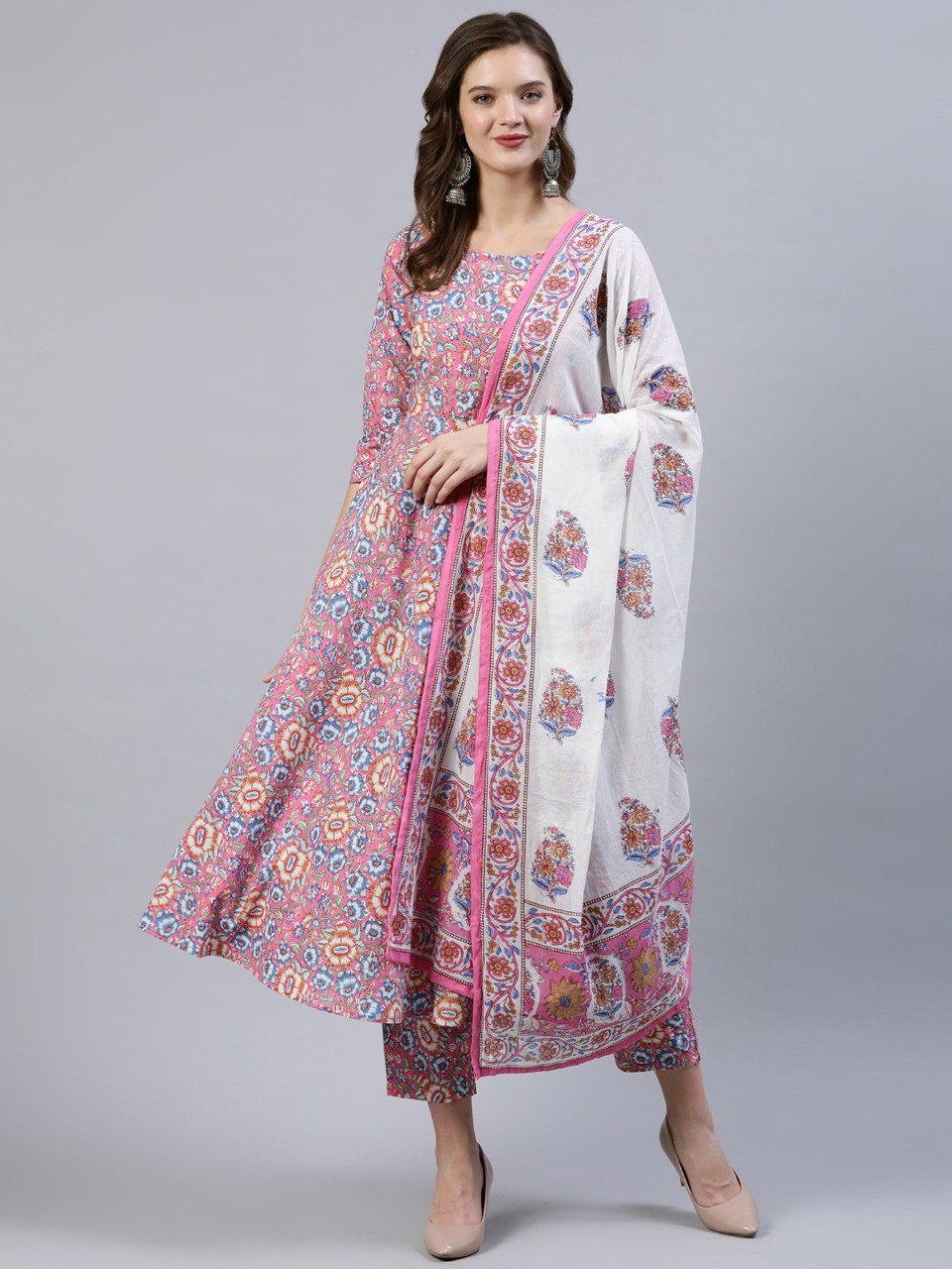 Pure Cotton Fabric Printed Kurta Set With Dupatta