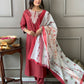 south cotton  handloom Kurta With resham thread embroidery pattern Dupatta Set