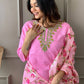 Cotton light pink Kurti With Dupatta Set