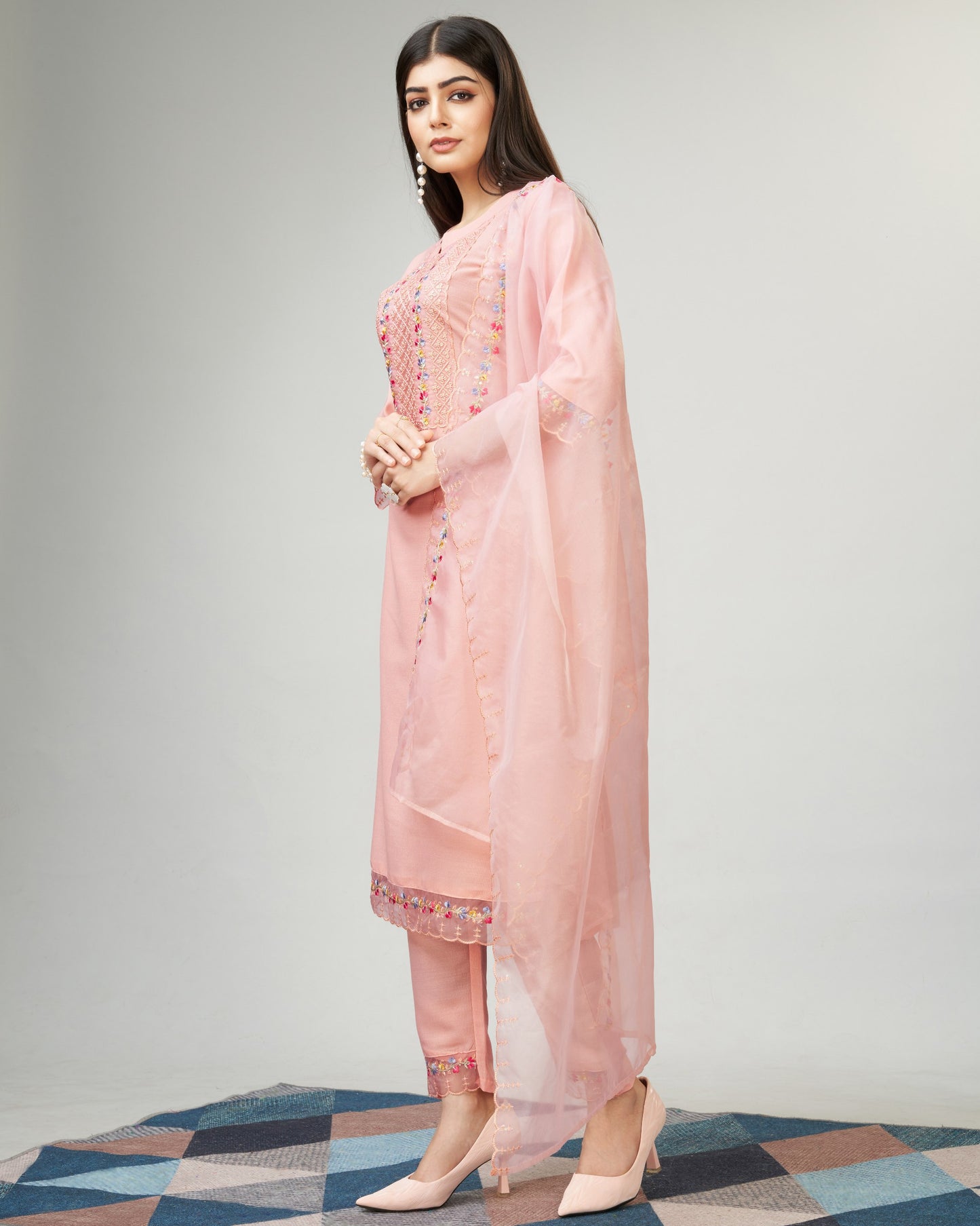 Viscose Print With Worked Kurta Set With Dupatta