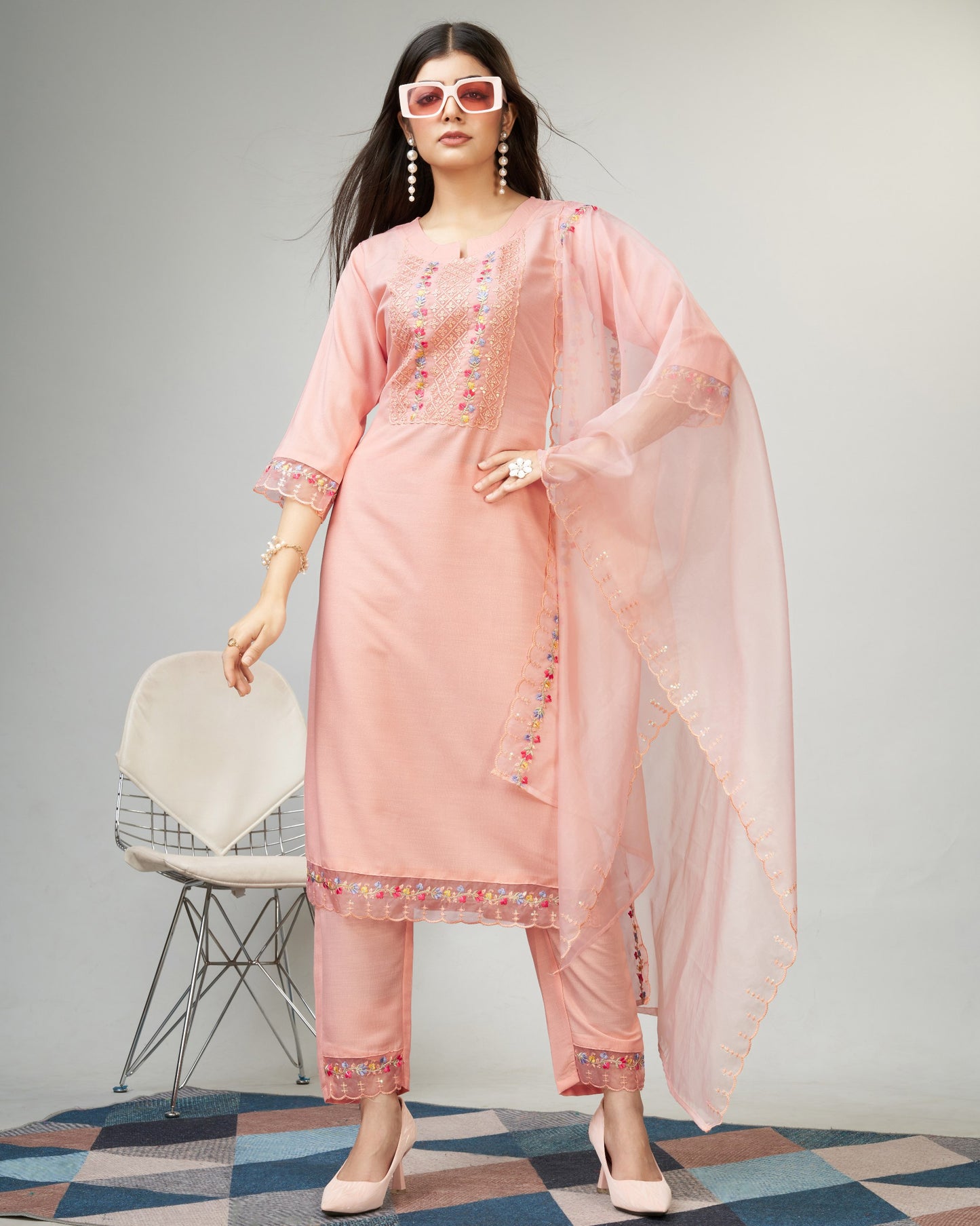 Viscose Print With Worked Kurta Set With Dupatta