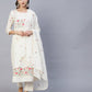 Women's Beautiful  Rayon White Colour embroidered kurti set