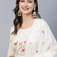 Women's Beautiful  Rayon White Colour embroidered kurti set