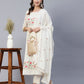 Women's Beautiful  Rayon White Colour embroidered kurti set