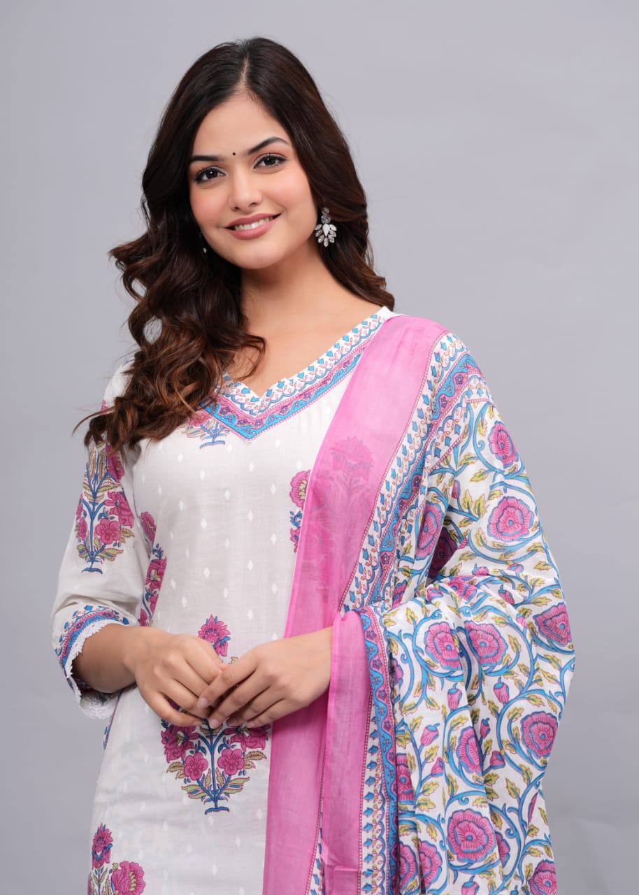 Women Printed Cotton Kurta set