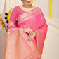 Kanchipuram Pure Baby Pink Silk Handloom Saree