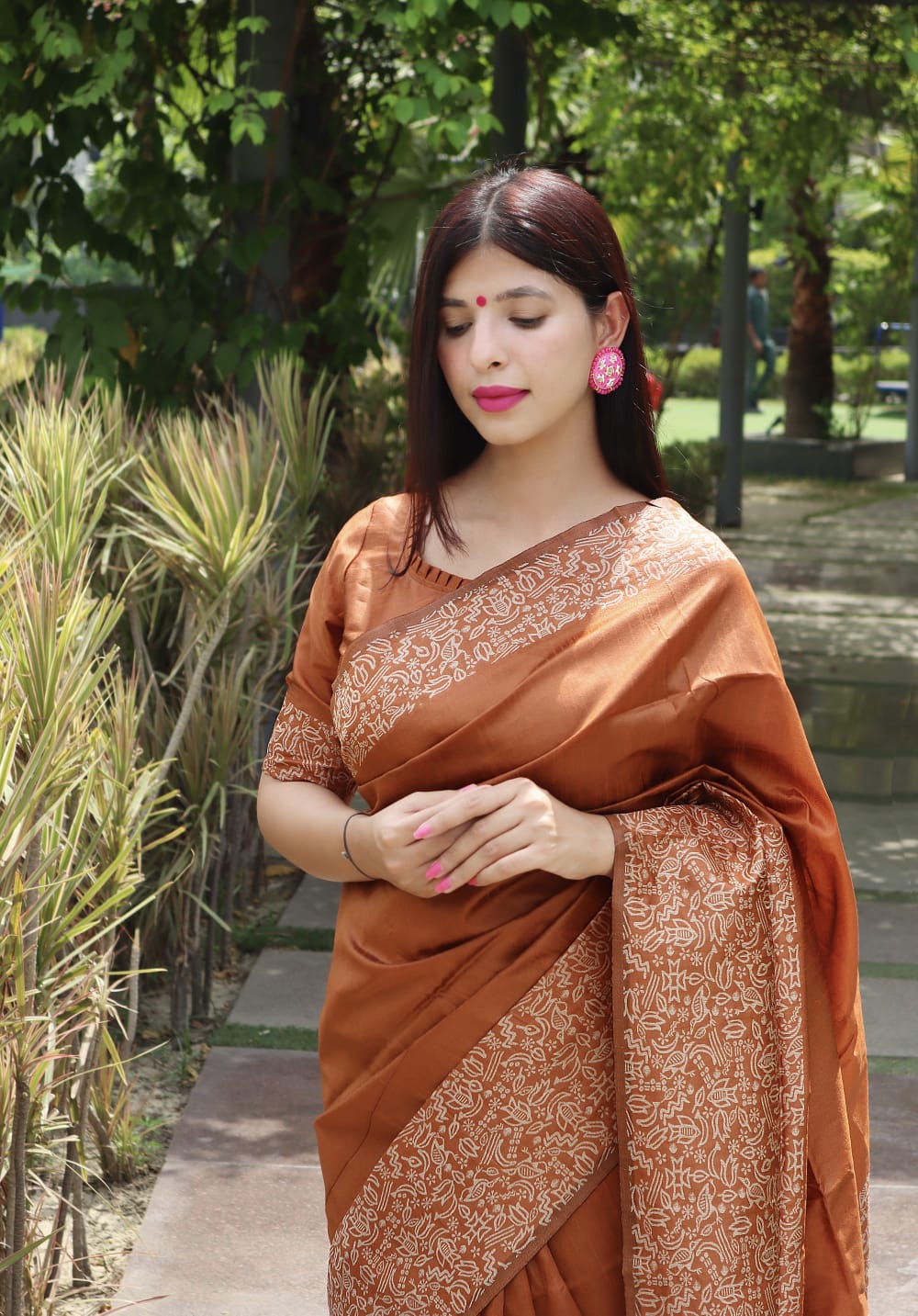 Brown Banglori Silk Saree With Rich Weaving Pallu