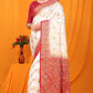 White Balatan Pure Silk Saree With Rich Pallu
