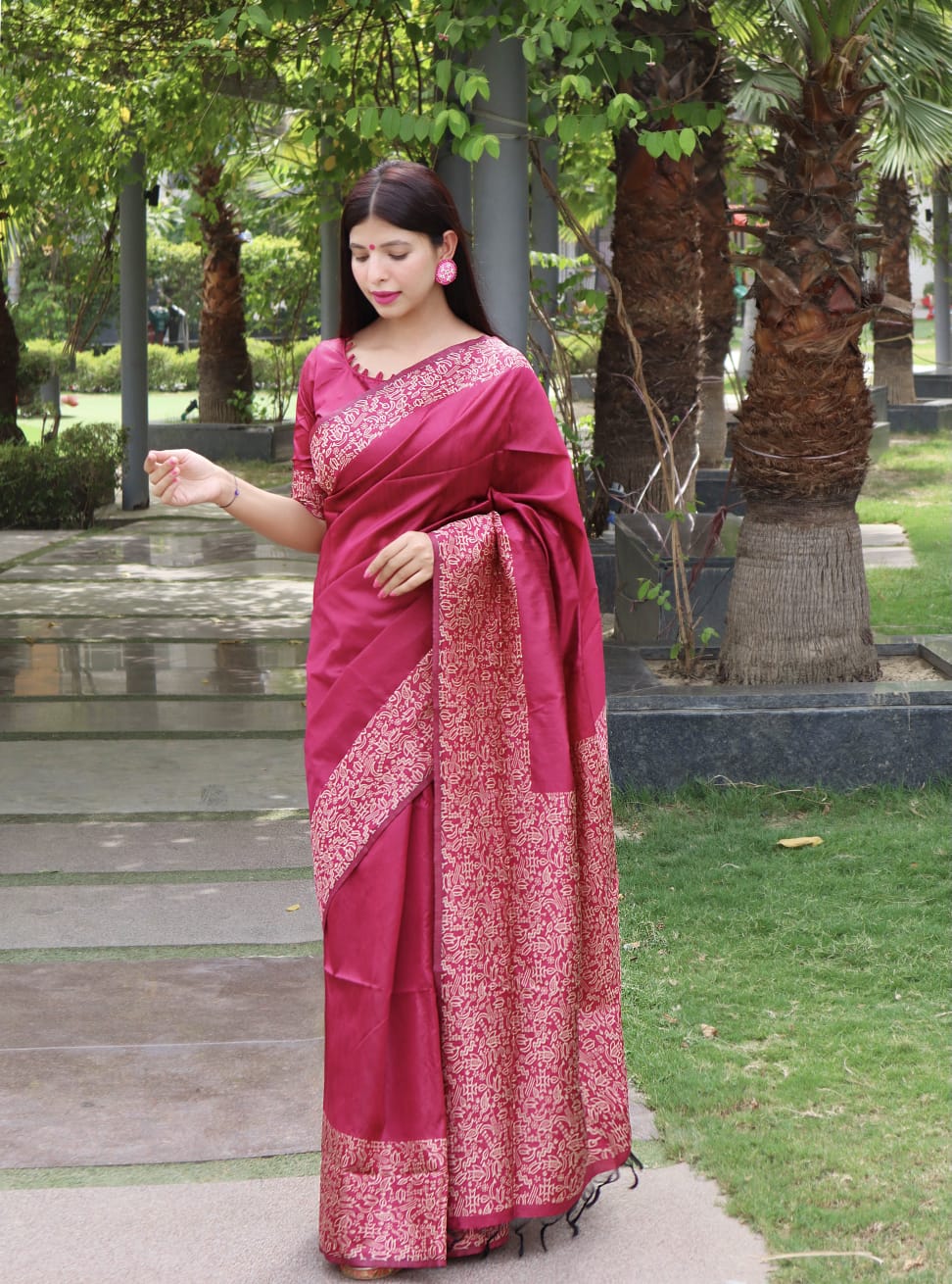 Pink Banglori Silk Saree With Rich Weaving Pallu
