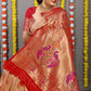 Beautiful Orange Paithani Pure silk handloom saree with Pure Jari