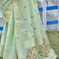 Linen Tissue Saree With Zari Border