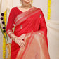 Kanchipuram Pure Red Silk Handloom Saree