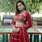 Maroon Embroidered Faux Georgette Party Wear Lehenga Choli