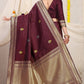Kanchipuram Pure Maroon Silk Handloom Saree