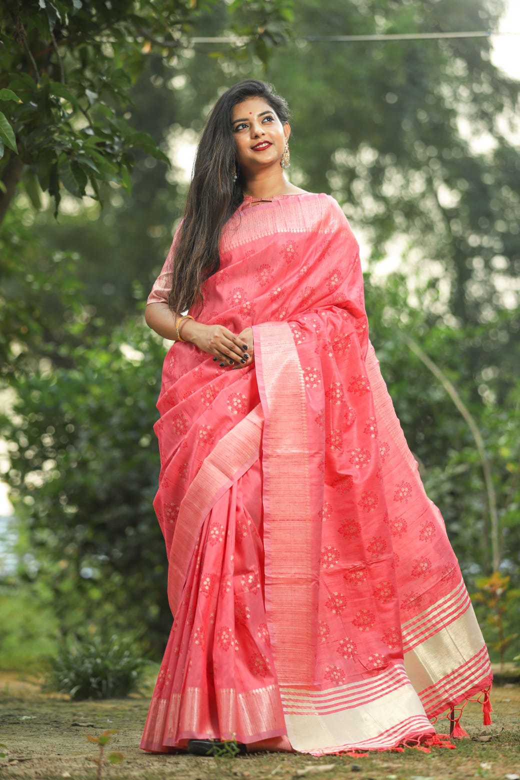 Rose Beautiful Softy Silk Saree With Zari woven Border