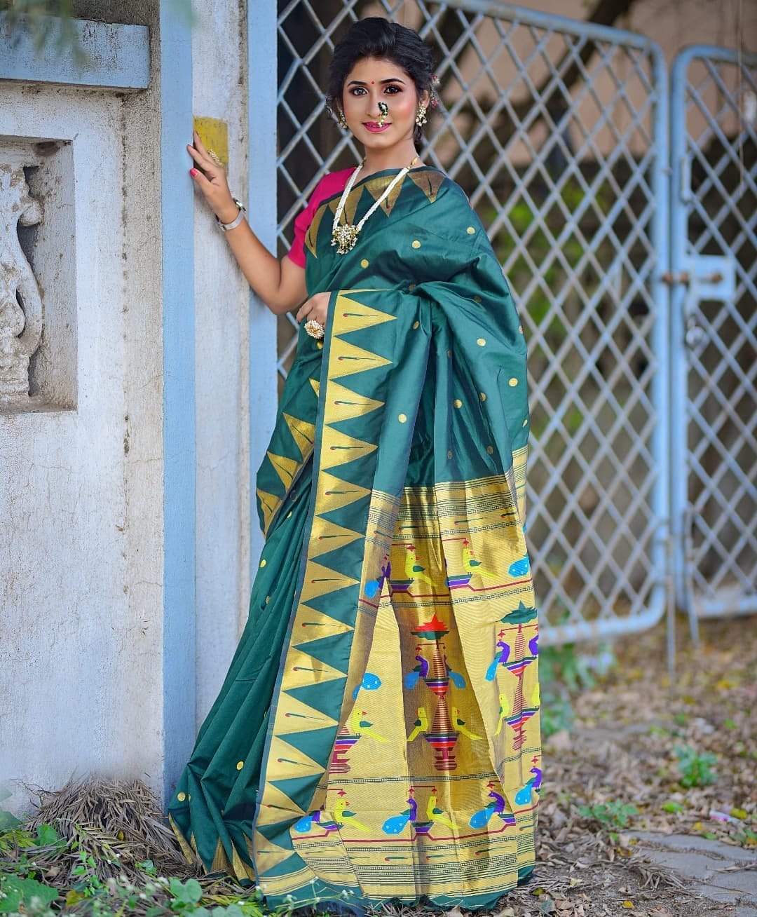 Emerald Paithani Pure Silk Handloom Saree