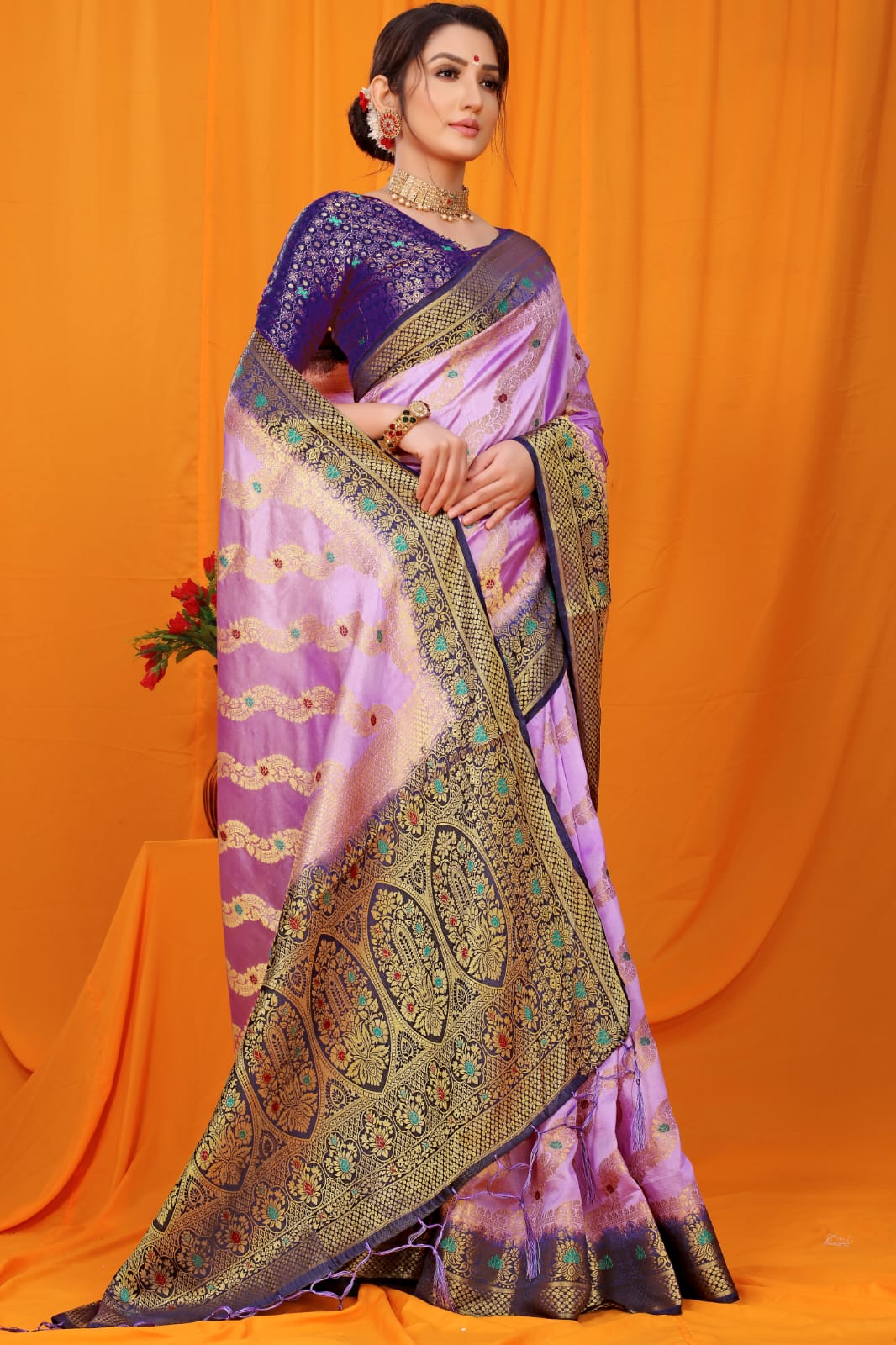 LilacBalatan Pure Silk Saree With Rich Pallu