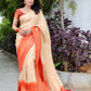 Orange Special 3D Weaving Lichi Silk Banarasi Saree