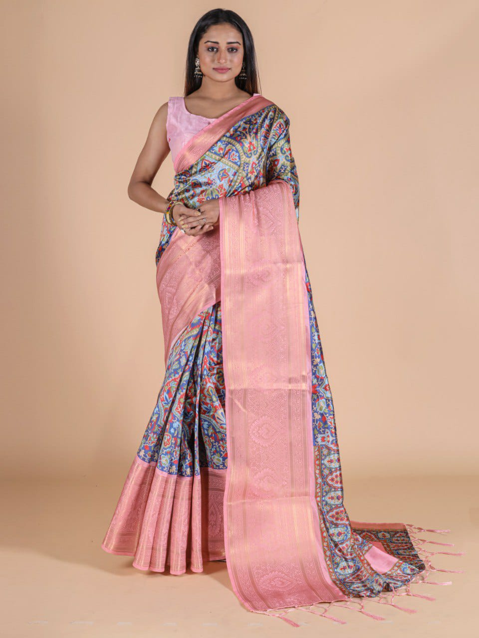 Pink Beautiful Digital Printed Saree