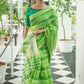 Parrot Pure Linen Saree Katha Weaving