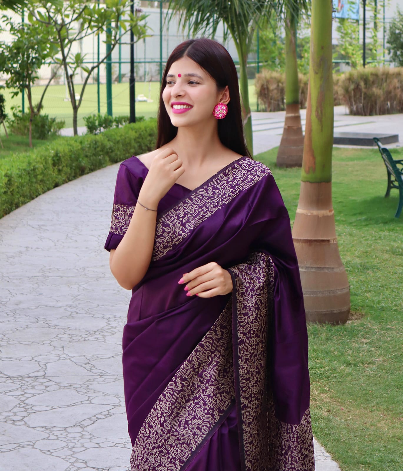 Purple Banglori Silk Saree With Rich Weaving Pallu