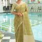 Green Pure Linen Saree Katha Weaving