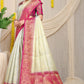 Cream Pure Soft Silk Saree With Hand dying Soft Luxurious Fabric.