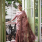 Pink Tussar Silk Saree With Madhubani Print