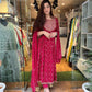 Pink Printed Kurta Set With Machine Embroidery
