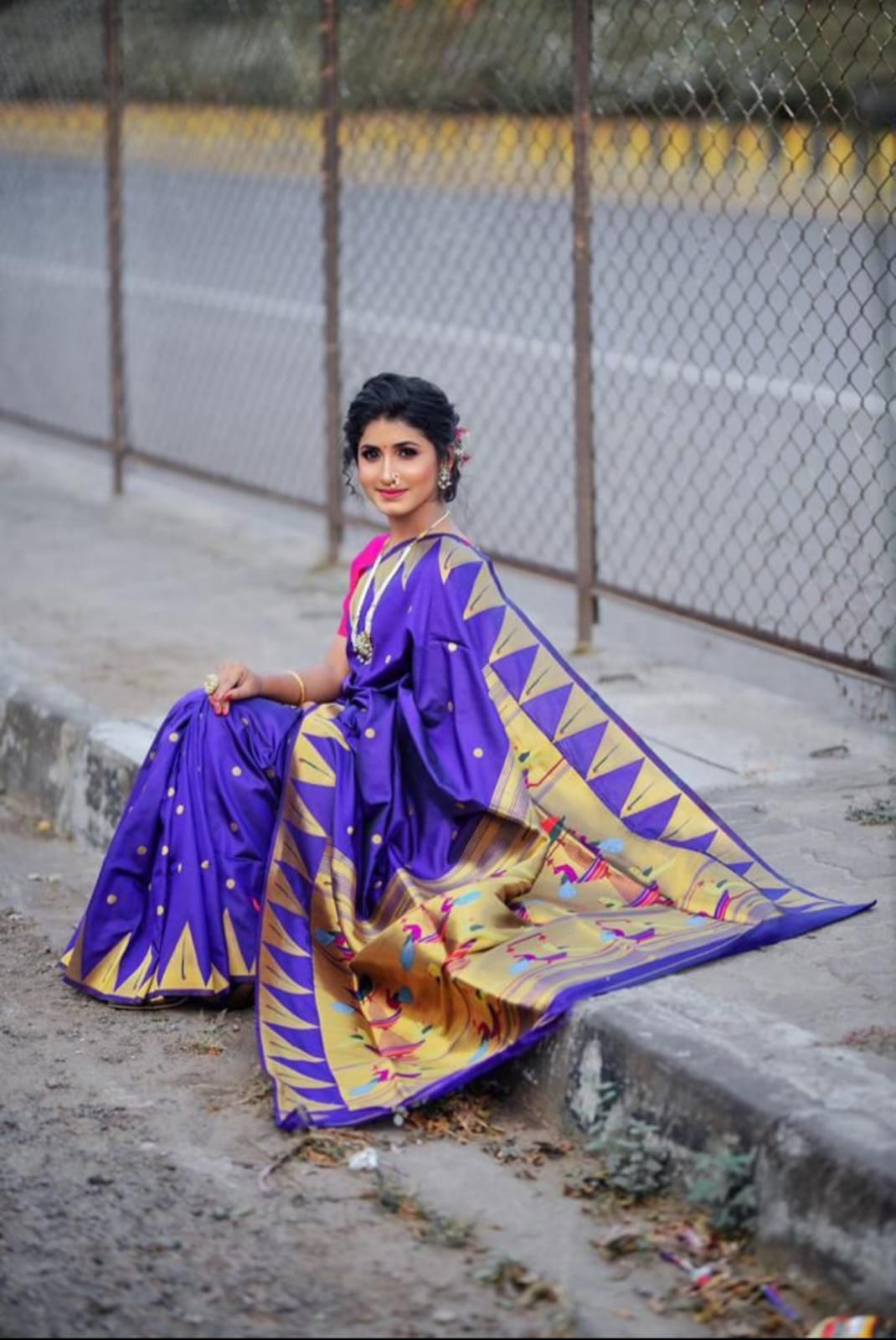Violet Paithani Pure Silk Handloom Saree