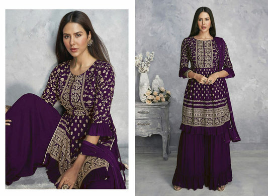 Gorgeous Blue Georgette Top With Sarara Plazzo Full Set