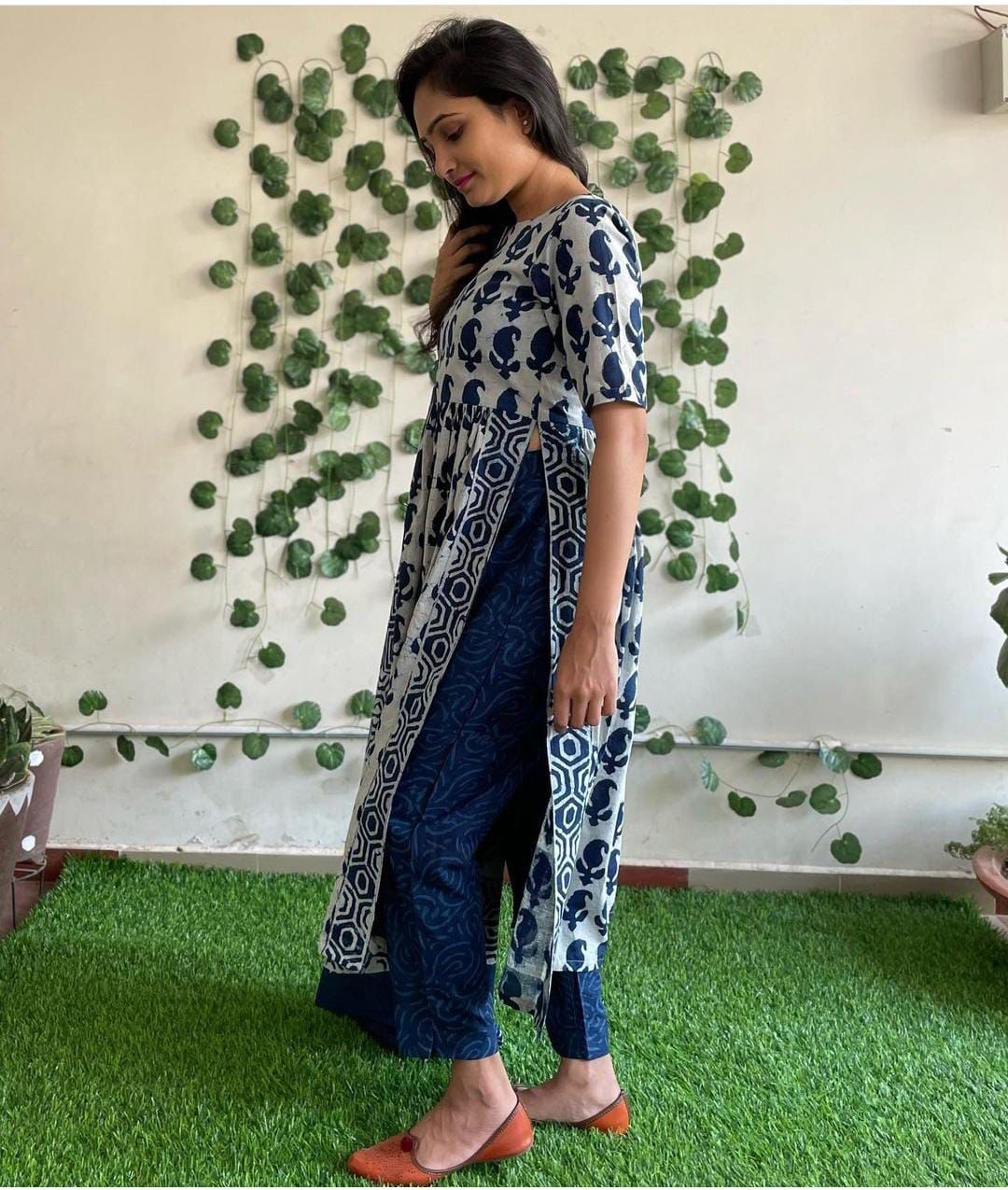 Blue Rayon Kurti Pent Dupatta Set